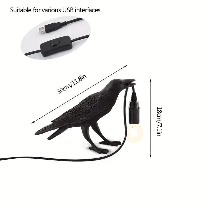 The Gothic Crow USB Port Lamp