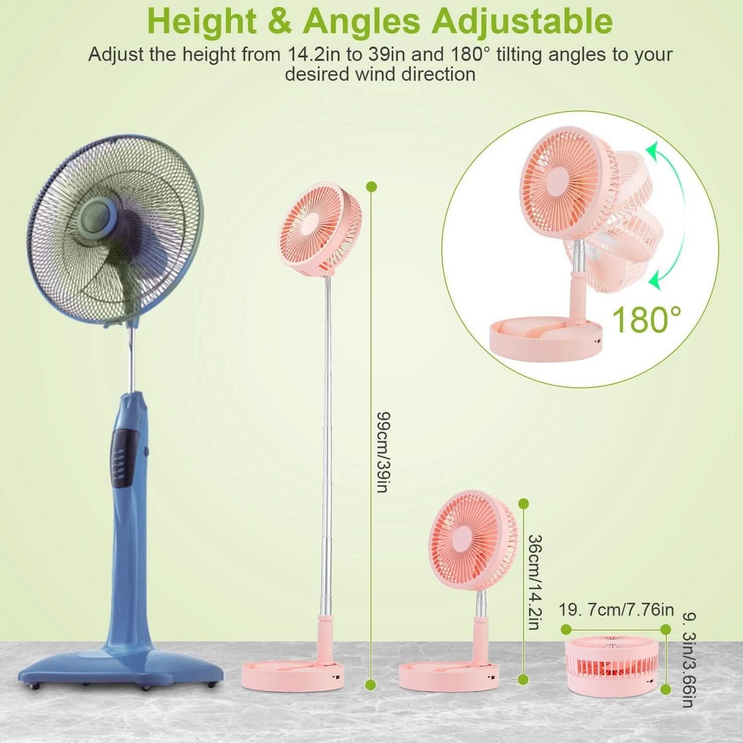 USB Rechargeable Portable Folding Desk Table Fan