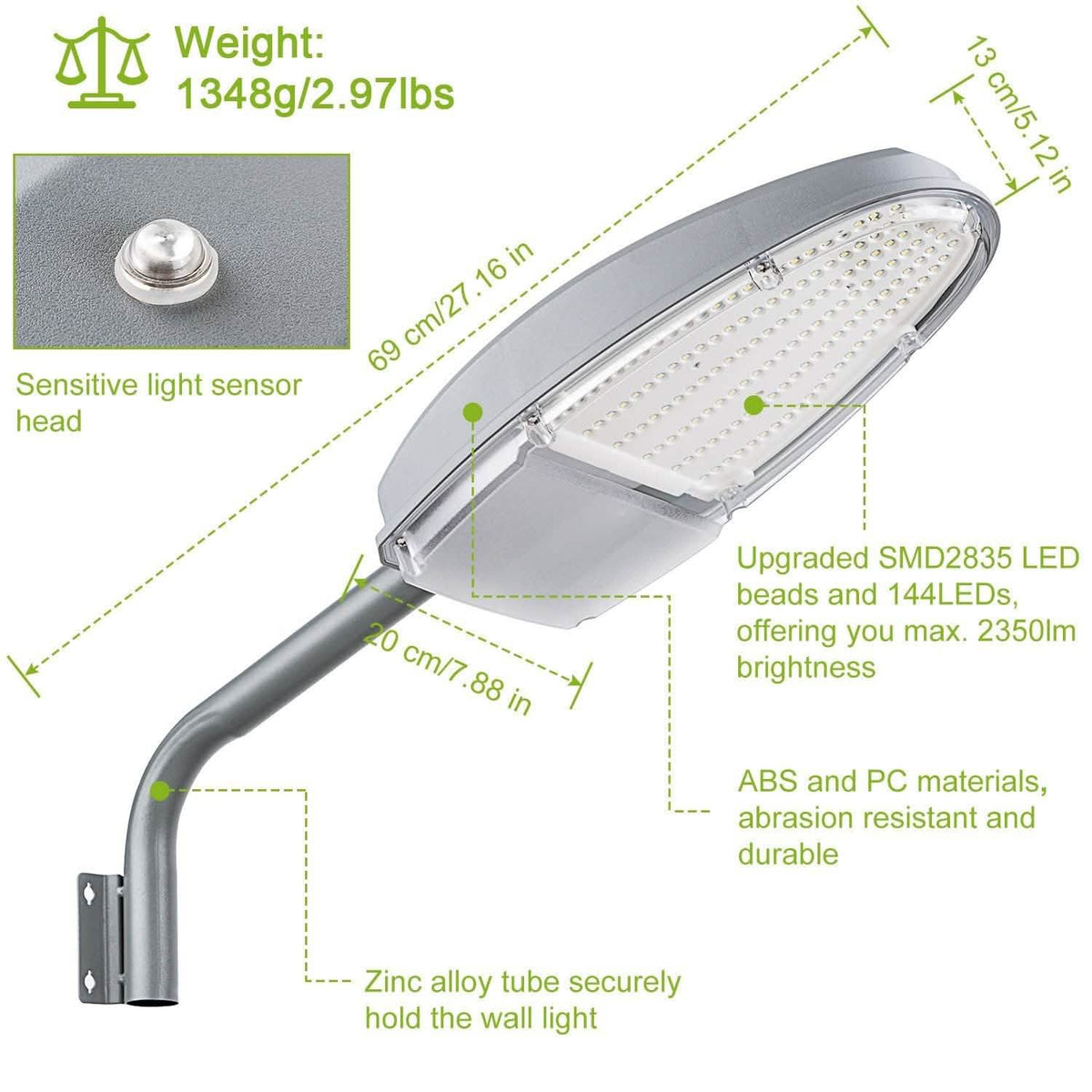 Wall Pack LED Lights 144LEDs Photocell Sensor Street Lamp IP65 Waterproof