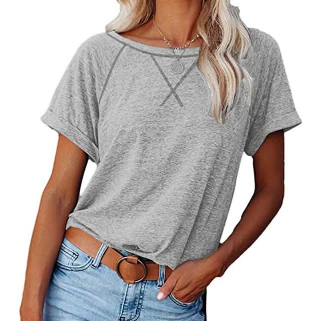 Women's Short Sleeve Raglan Crewneck T Shirts