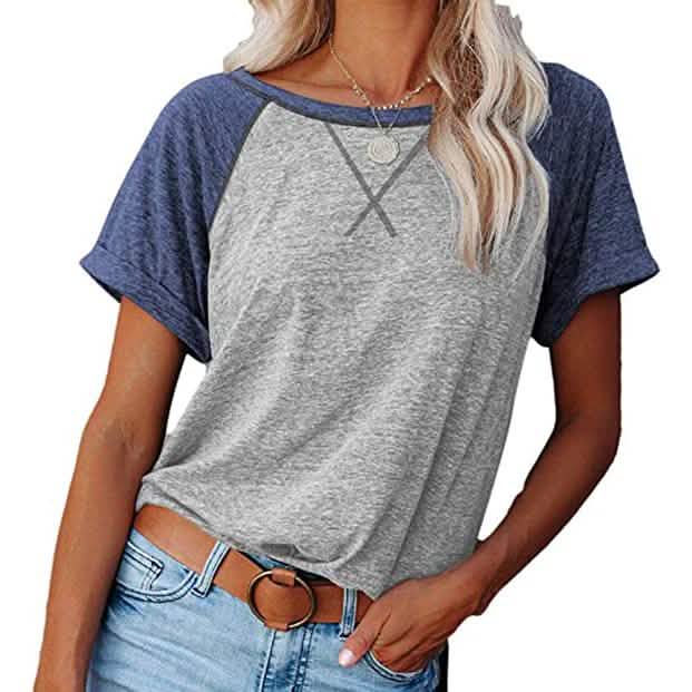 Women's Short Sleeve Raglan Crewneck T Shirts