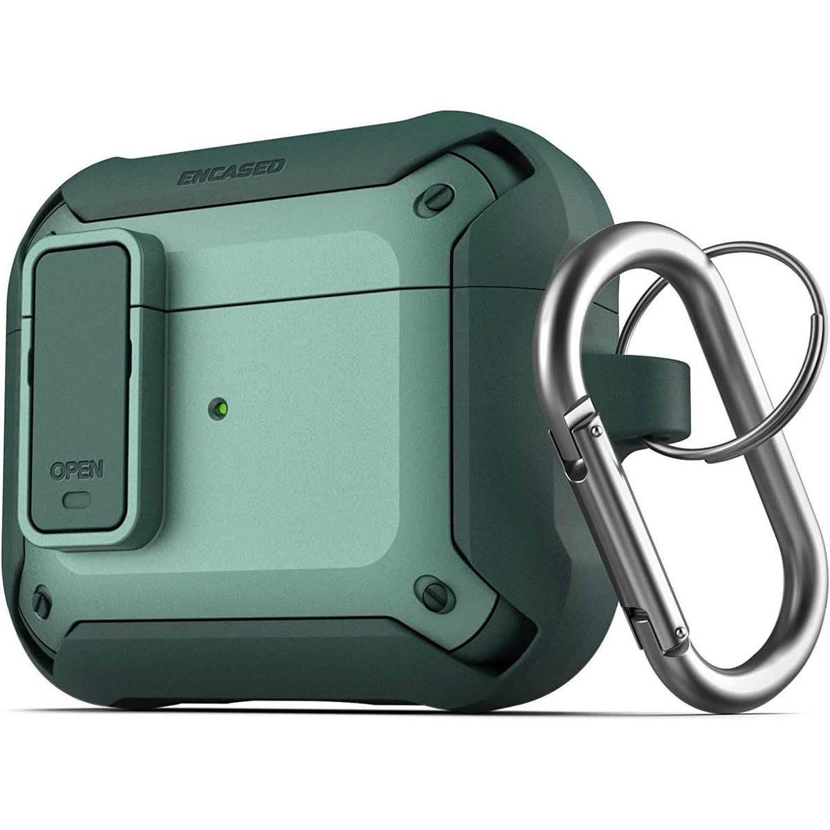 X-Armor for Airpods 3rd Generation Case with Locking Lid | Protective Carrying Pod with Carabiner Keychain (Airpods Gen 3)